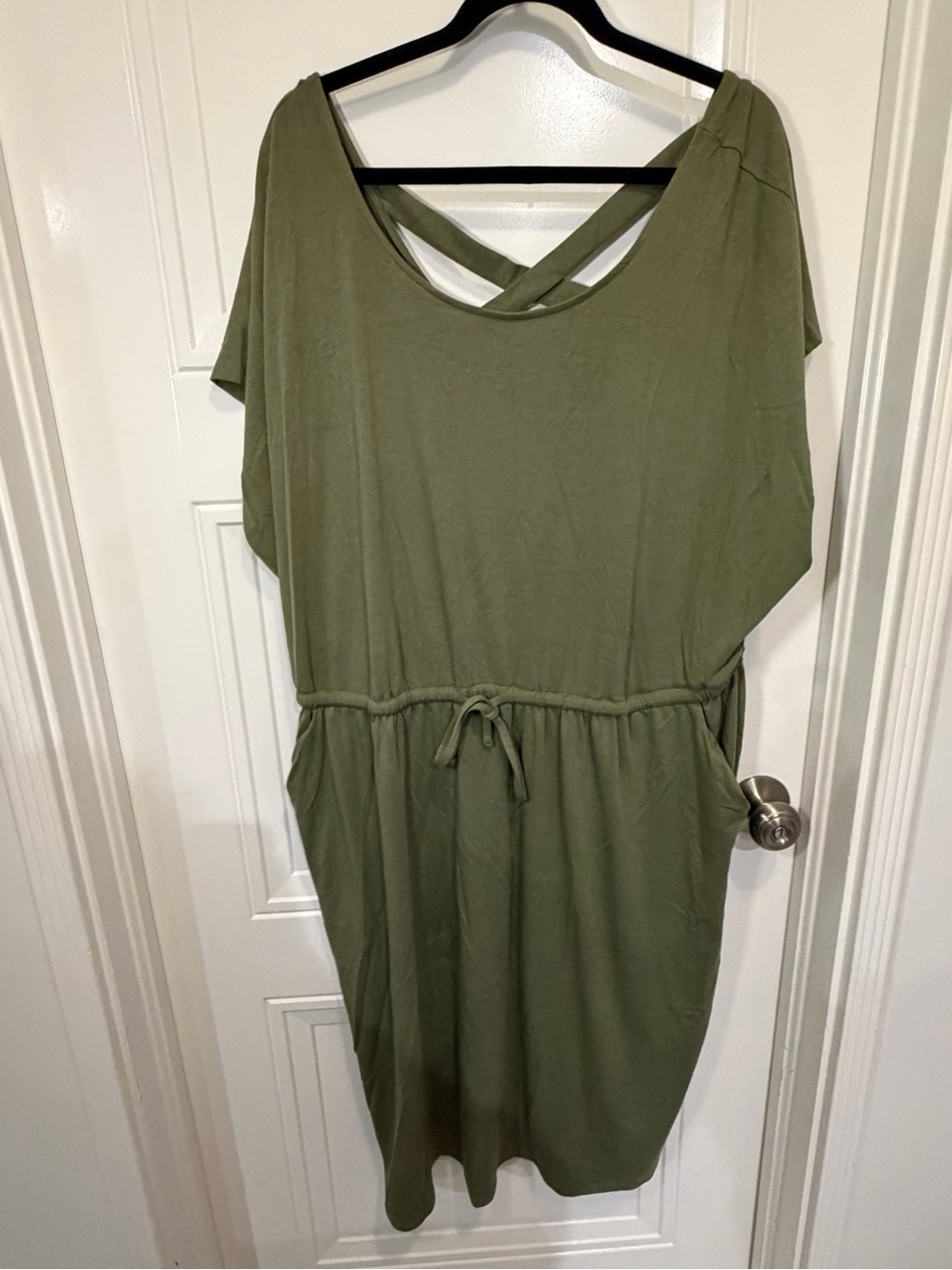 Torrid Olive Green Criss Cross Back Drawstring Waist Dress Size 4 Plus Size